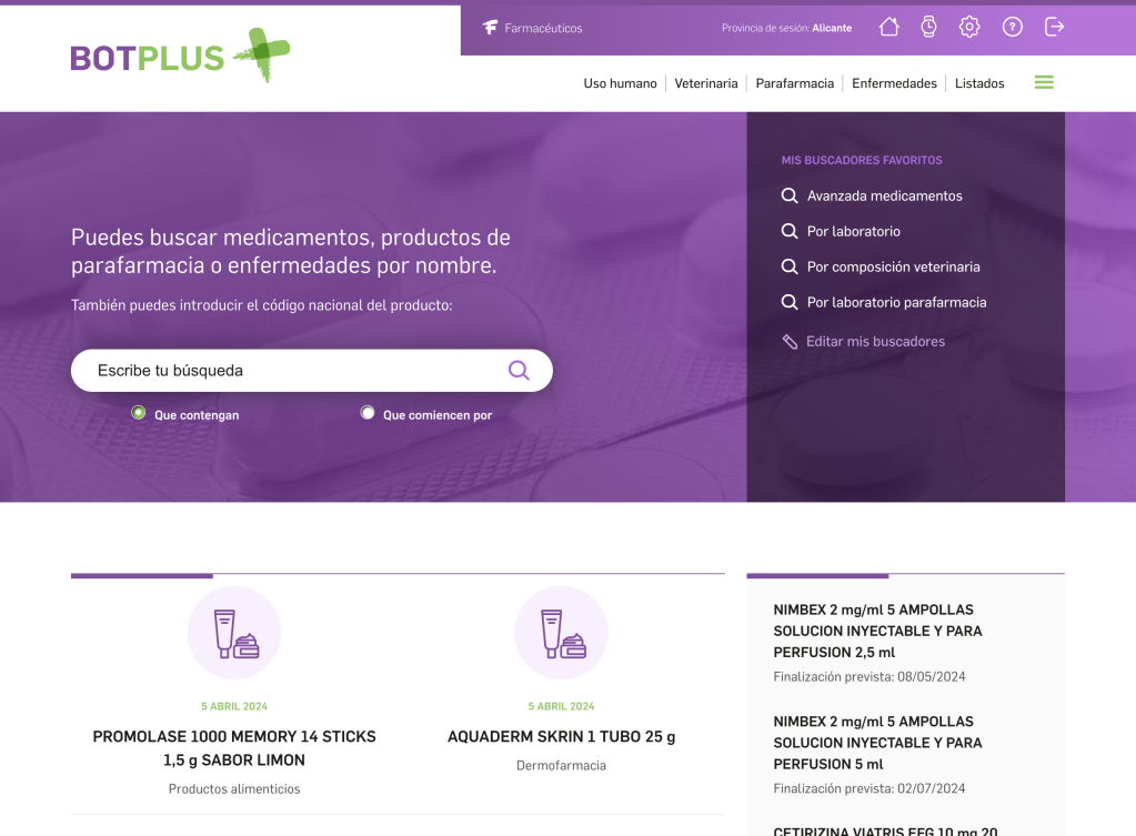 Captura de pantalla de la página principal de BotPlus Web