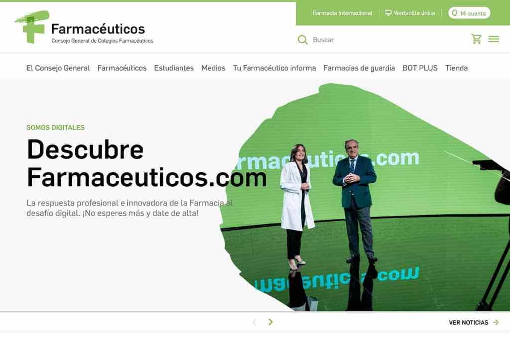 Captura de pantalla de la página principal de Farmaceuticos.com